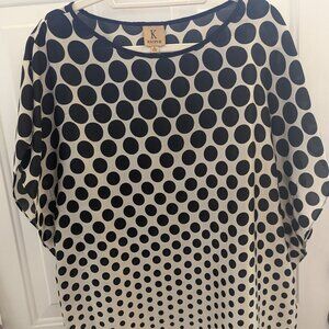 Kasper black/white polka dot sleeveless woman's blouse sz L